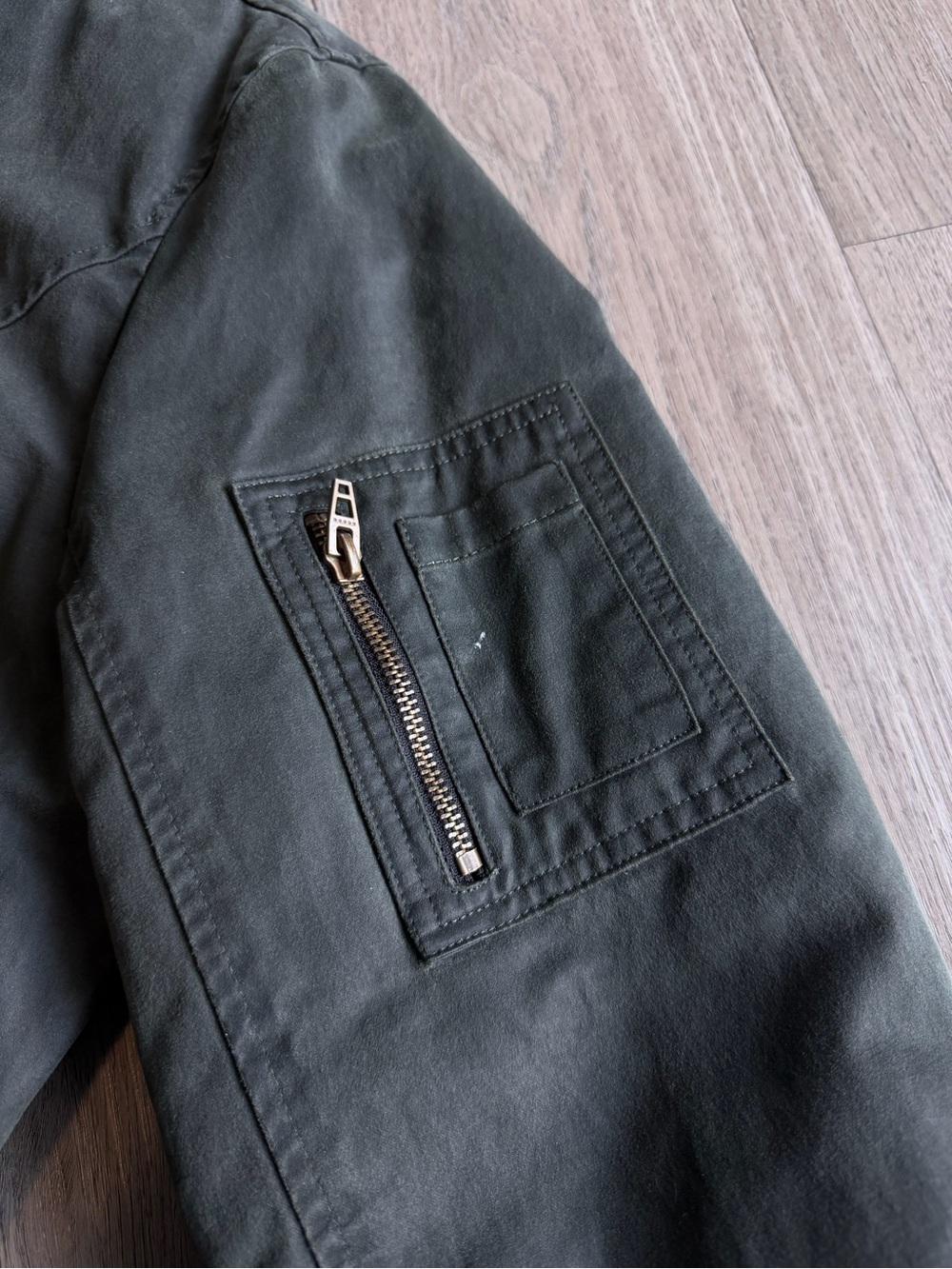 Blank NYC Dark Green Bomber Jacket with Corduroy Collar - Women - Picture 4 of 5